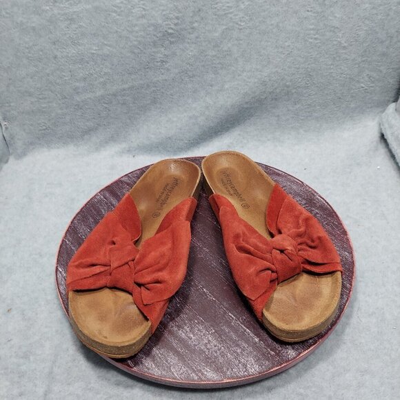 Jeffrey Campbell Do The Twist Sandals Size 40 / 10 Orange Bow Suede Footbed - Picture 1 of 8